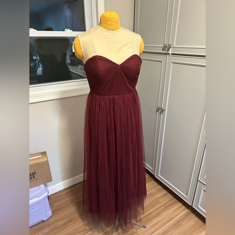 Jenny Yoo Red Strapless Sweetheart Neck Line Tulle Sheer Gown Size 12